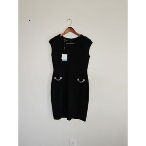 NWT Ming Wang Size XS Chain Detail Boat Neck Dress